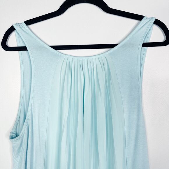 Banana Republic Womens M Blue Pleated Back High Low Hem Sleeveless Blouse Top - Picture 5 of 9